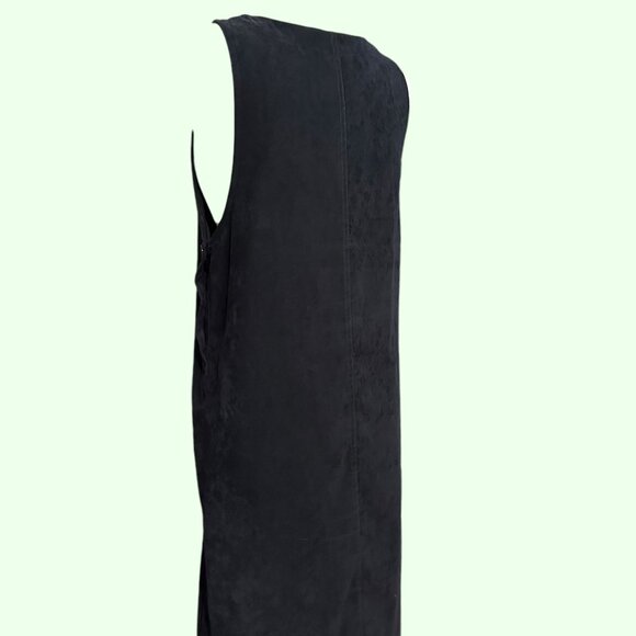 Vintage 90's black embroidered sleeveless velour midi/maxi dress Womens Large - Picture 7 of 8